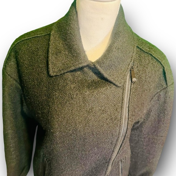 Vince Camuto Black Wool-Blend Moto Style Asymmetric Zip-Up Coat Size Medium - Picture 6 of 16